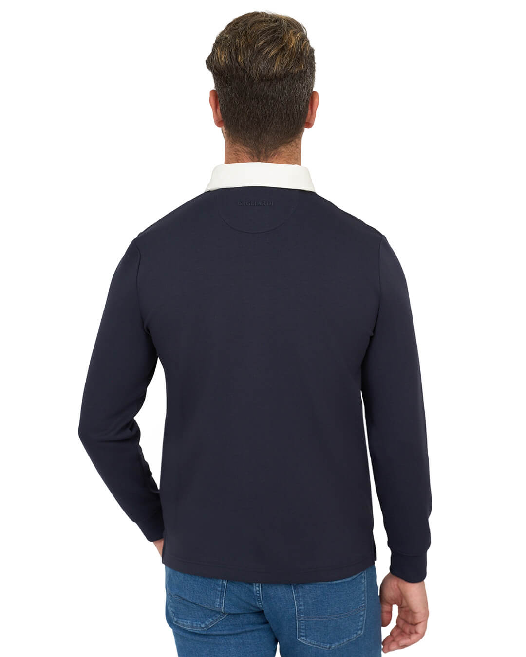 Gagliardi Jumpers Gagliardi Navy Sweatshirt Rugby Collar Interlock