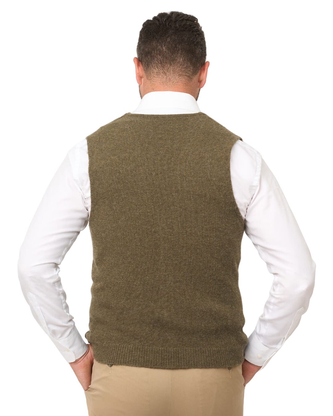 Gagliardi Jumpers Gagliardi Olive Green Lambswool Knitted Waistcoat