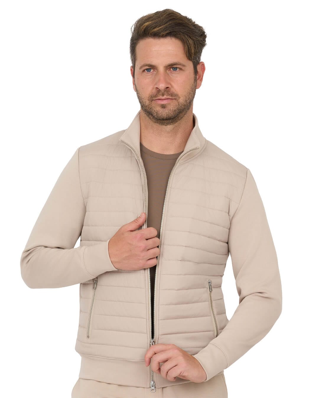 Gagliardi Jumpers Gagliardi Stone Cardigan Zip Hybrid Wadded & Interlock