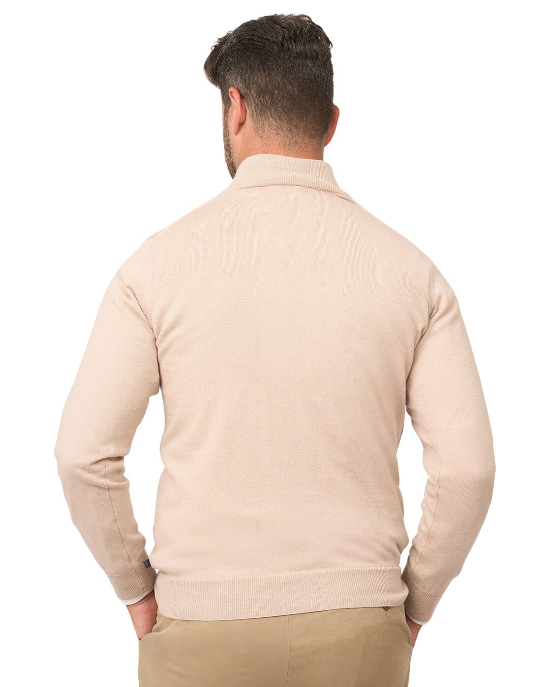 Gagliardi Jumpers Gagliardi Stone Cotton Cashmere Zip Neck Jumper
