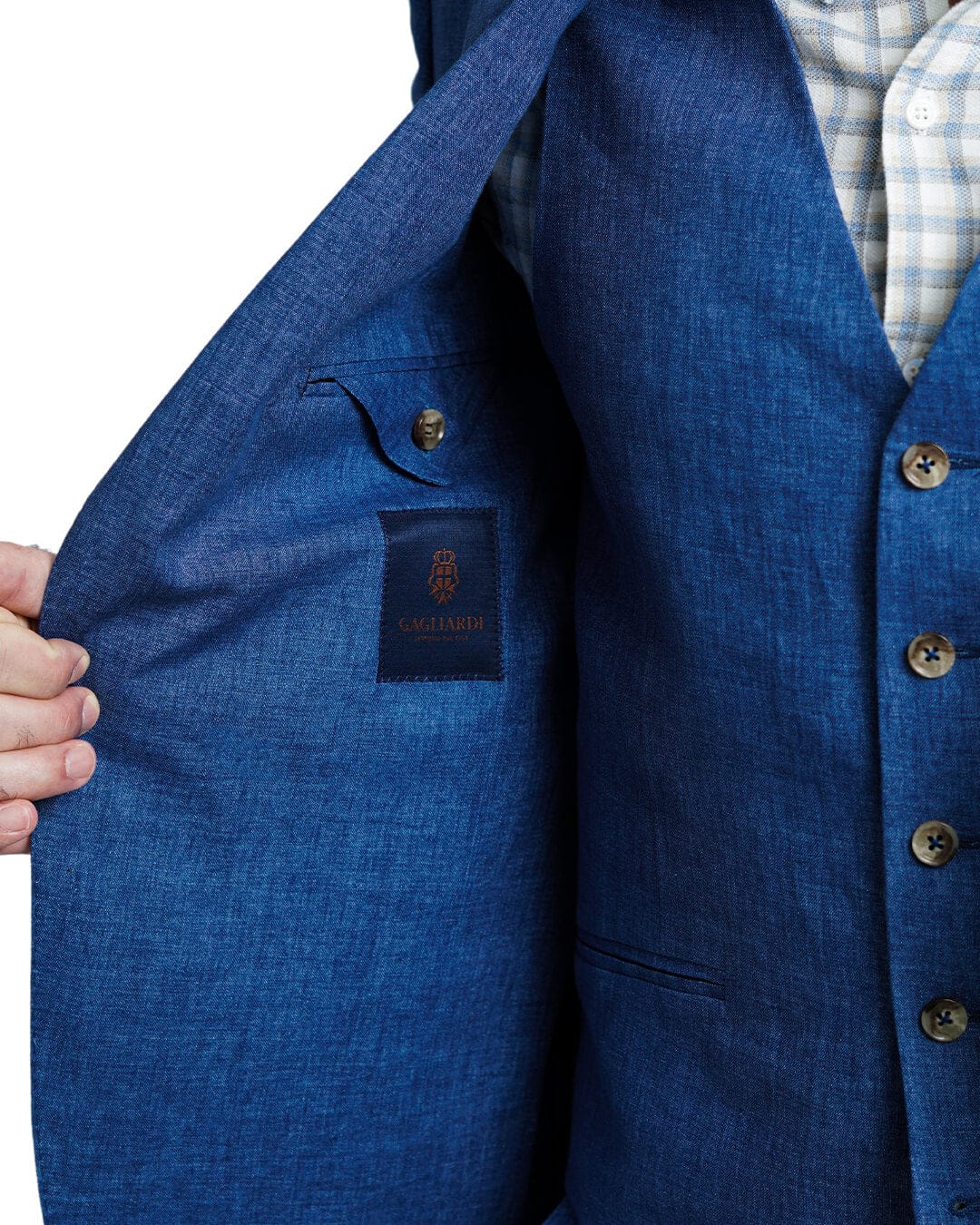 Gagliardi M&M Jackets Gagliardi Blue Italian Delave Linen Jacket