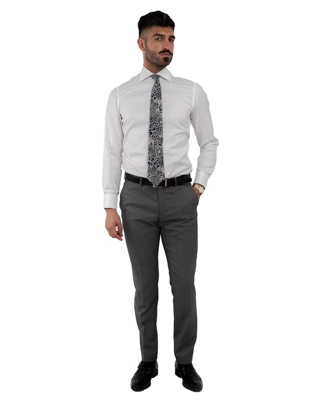 Grey Sharkskin Suit Trousers