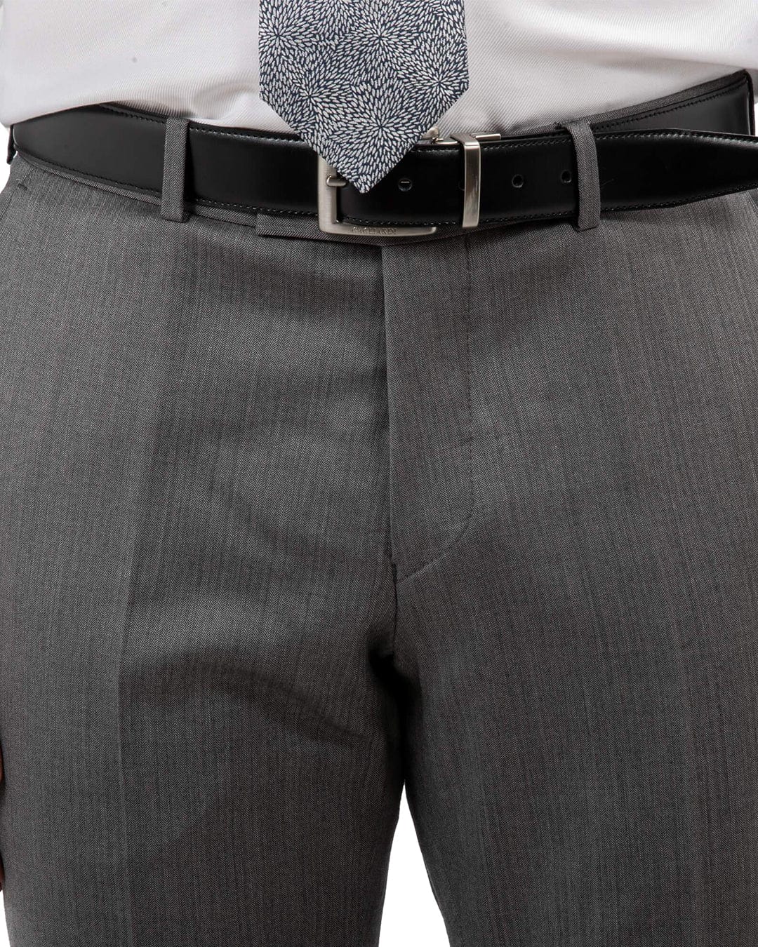 Lanificio F.lli Cerruti Grey Herringbone Suit Trousers