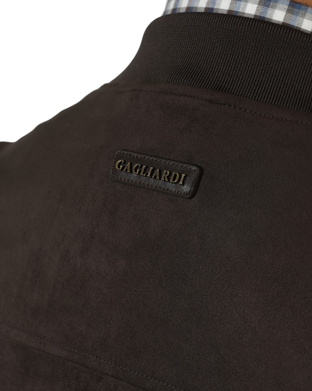 Gagliardi Outerwear Gagliardi Brown Faux Suede Bomber Jacket