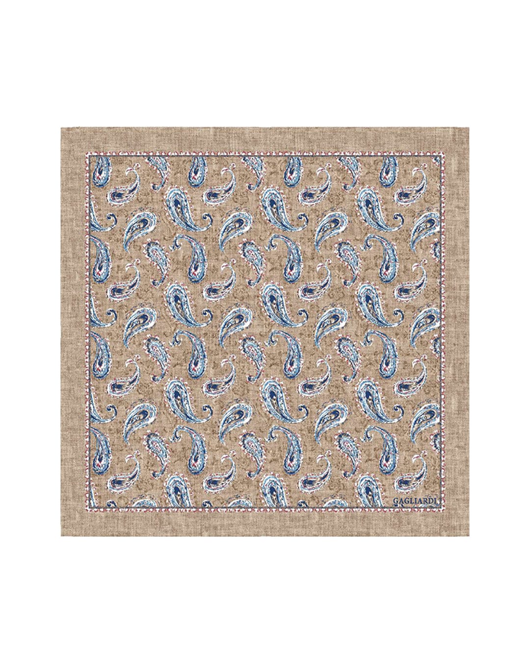 Gagliardi Pocket Squares One Size Gagliardi Beige Pocket Square Italian Linen Silk Paisley