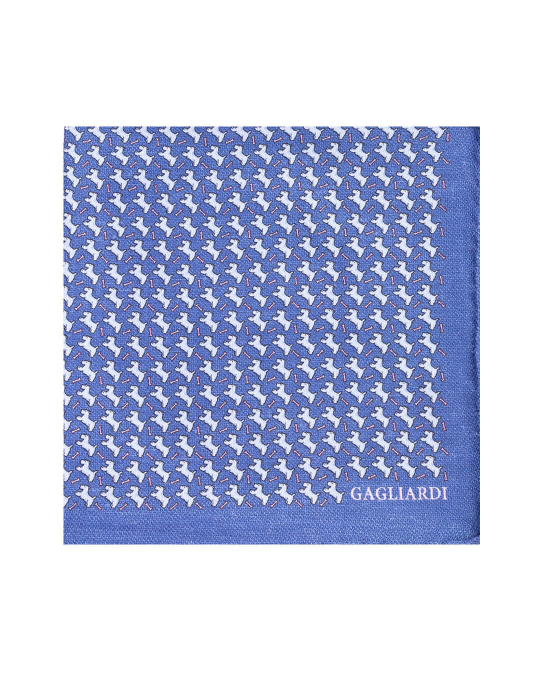 Gagliardi Pocket Squares ONE Gagliardi Blue Dog and Bone Print Italian Silk Pocket Square