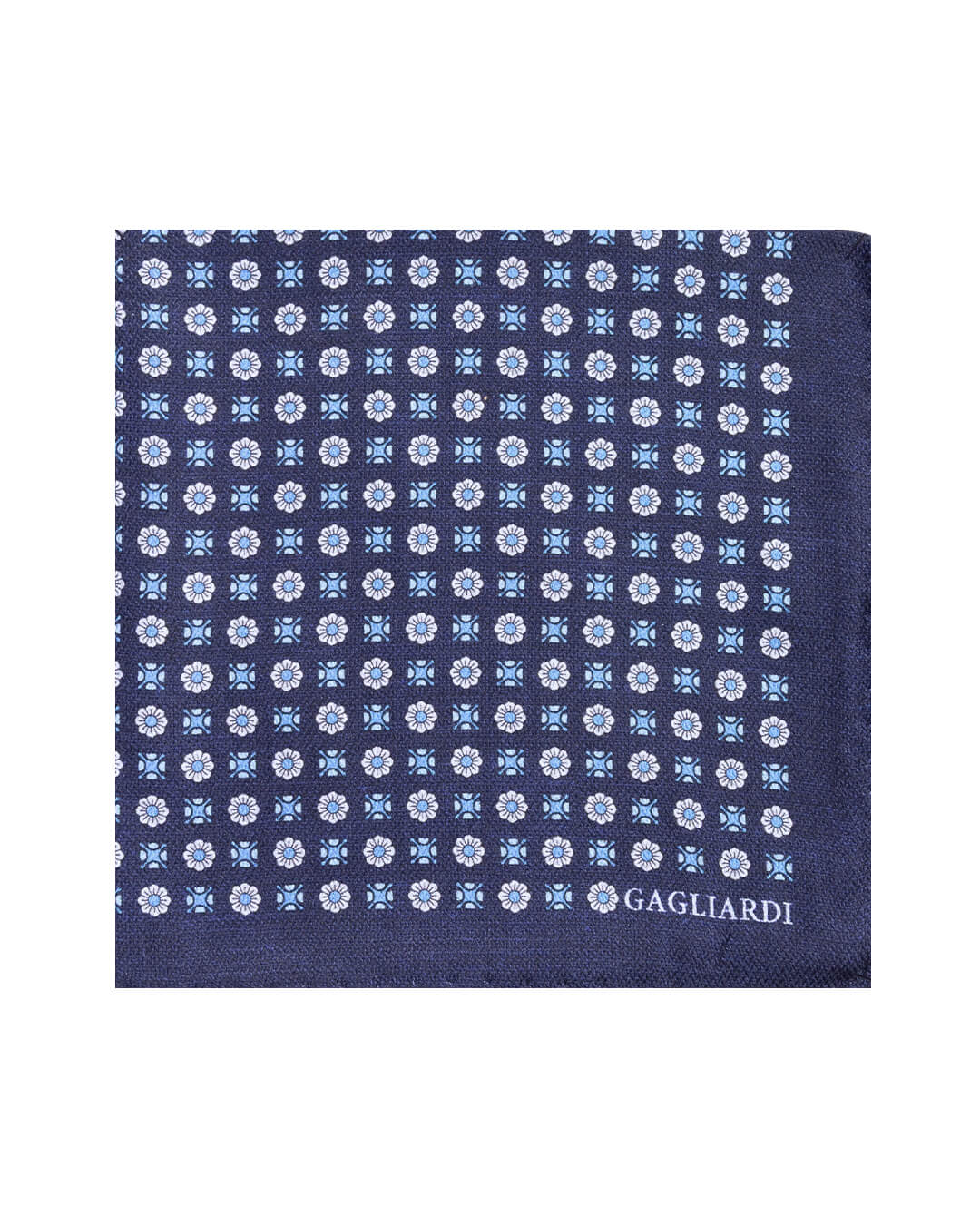 Gagliardi Pocket Squares ONE Gagliardi Blue Floral Motif Print Italian Silk Pocket Square