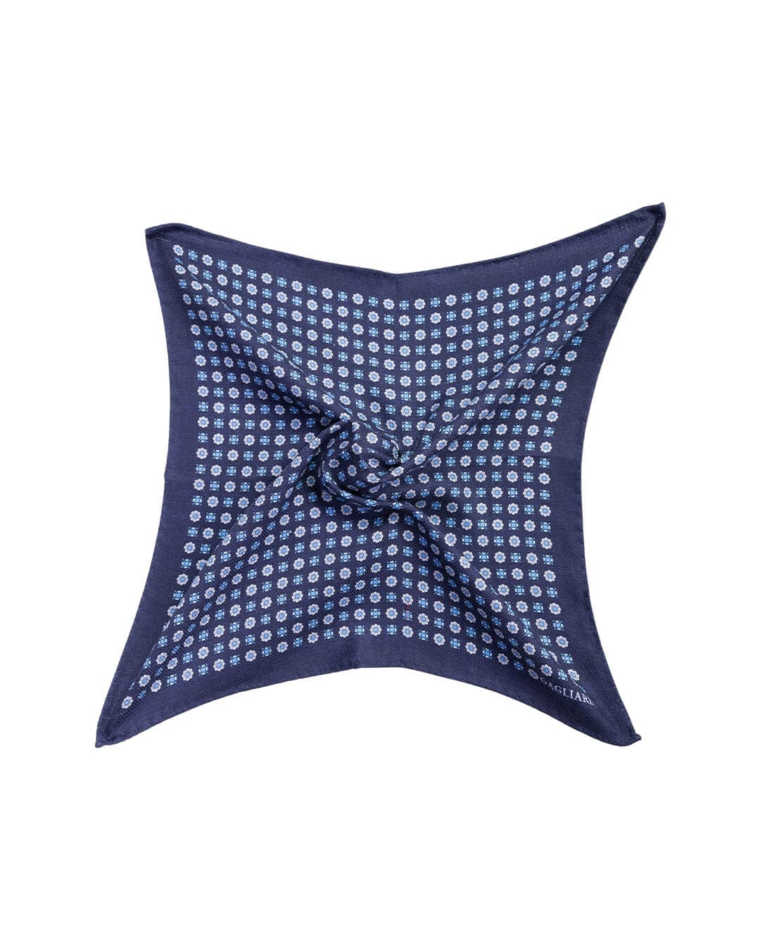 Gagliardi Pocket Squares ONE Gagliardi Blue Floral Motif Print Italian Silk Pocket Square