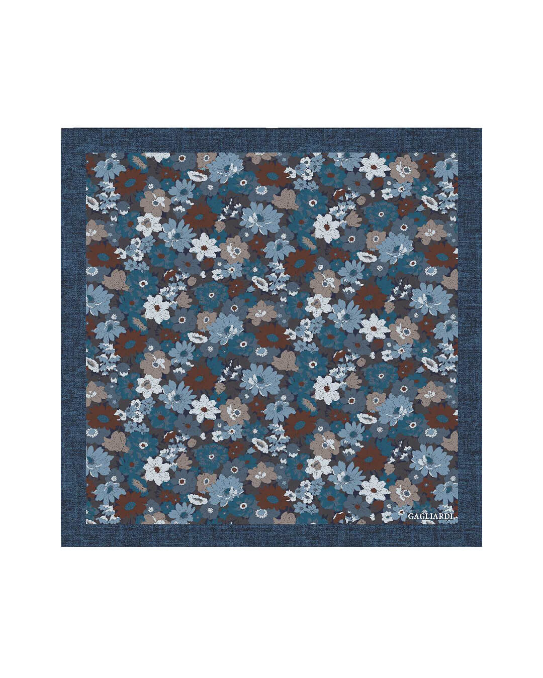 Gagliardi Pocket Squares ONE Gagliardi Blue Flower Print Italian Silk Pocket Square