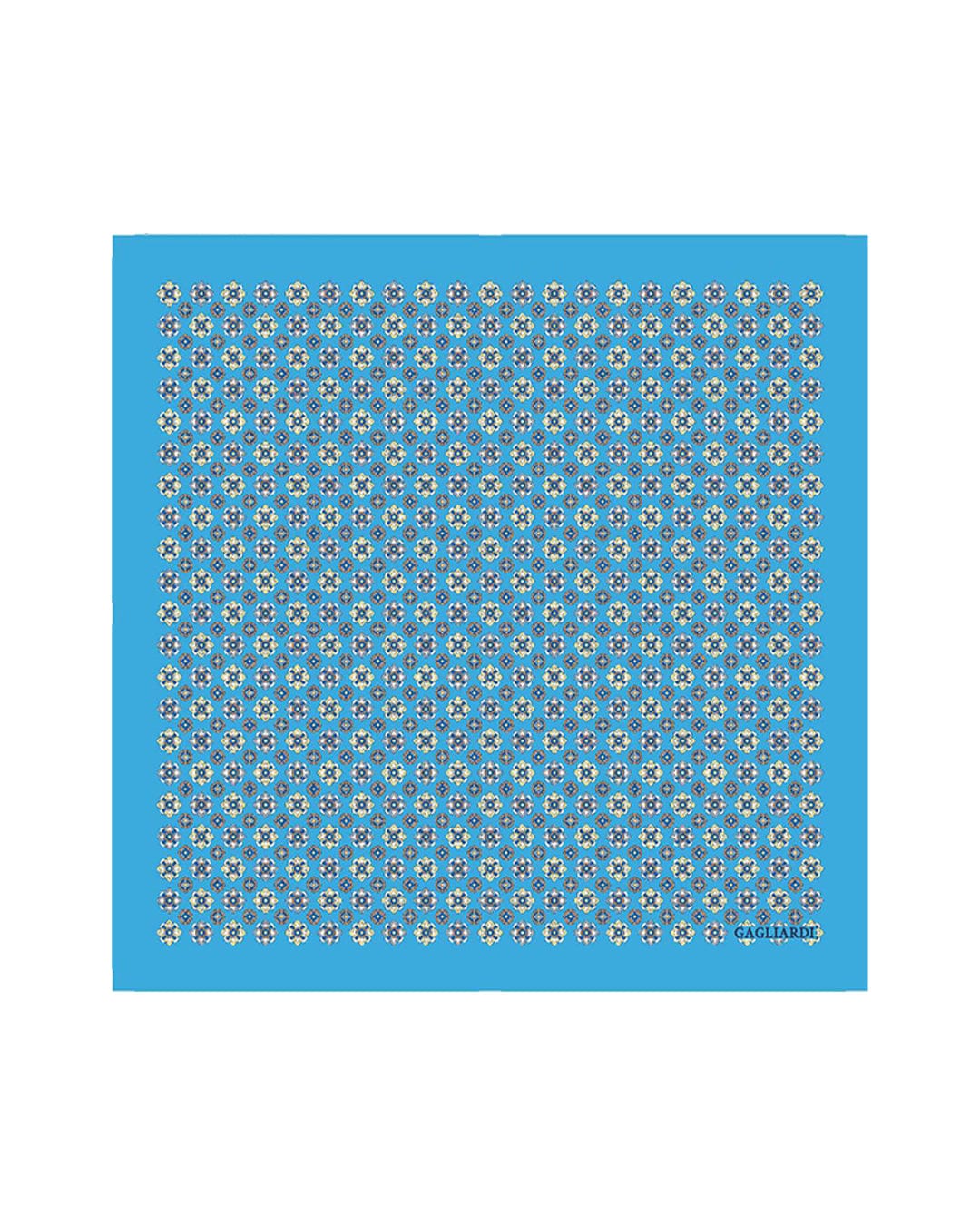 Gagliardi Pocket Squares One Size Gagliardi Blue Pocket Square Italian Silk Printed Medallions