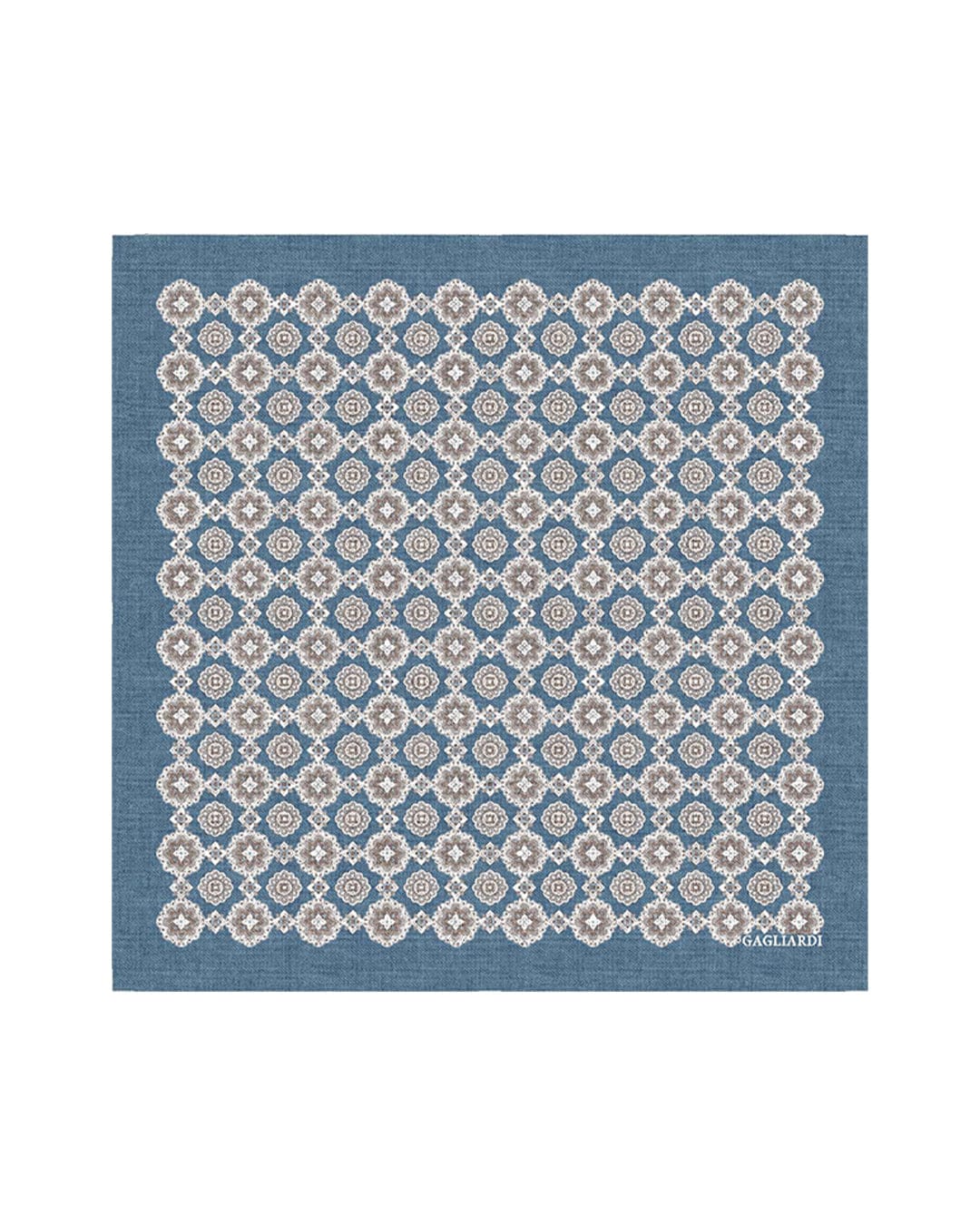 Gagliardi Pocket Squares One Size Gagliardi Blue Pocket Square Italian Silk Shappe Medallion