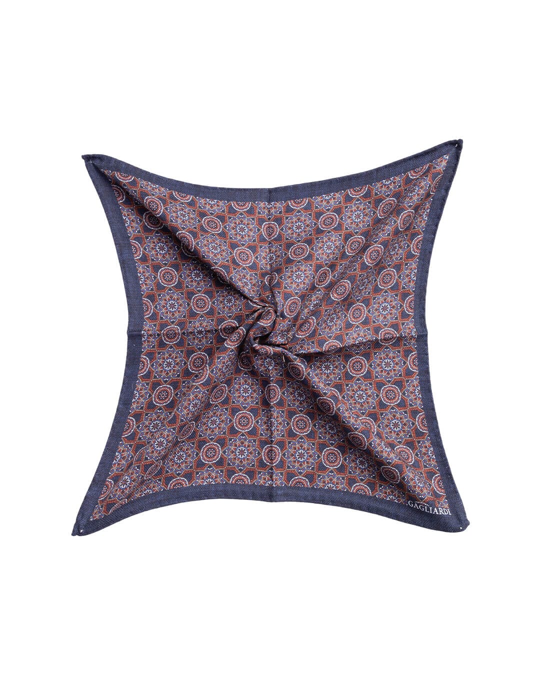 Gagliardi Pocket Squares ONE Gagliardi Blue Tile Print Italian Silk Pocket Square