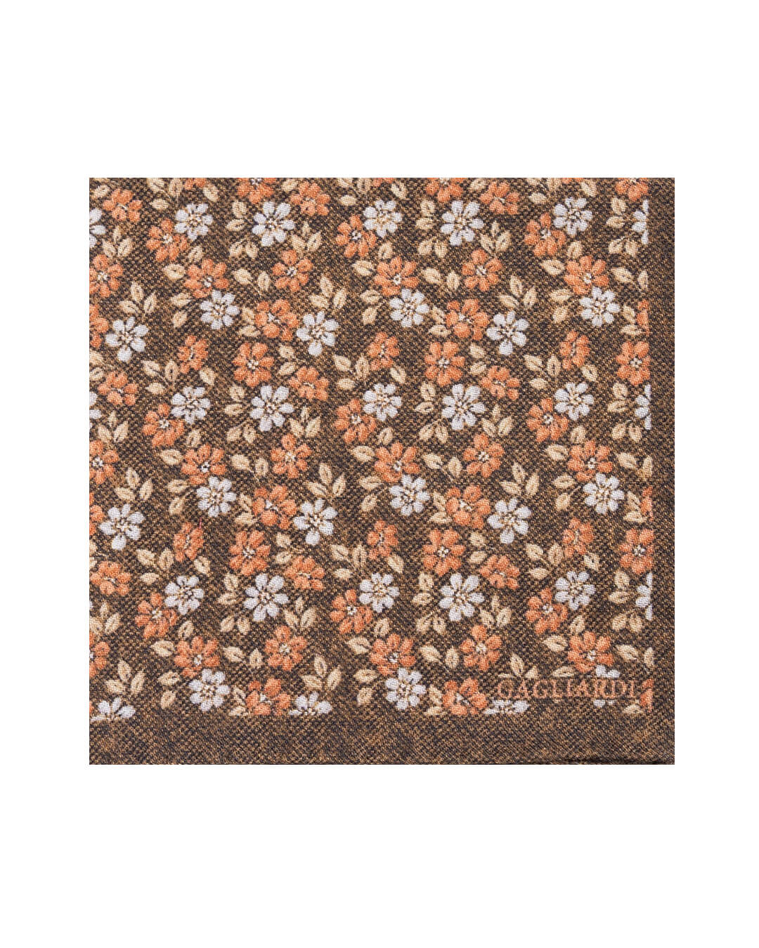 Gagliardi Pocket Squares ONE Gagliardi Brown Floral Print Italian Wool Flannel Pocket Square