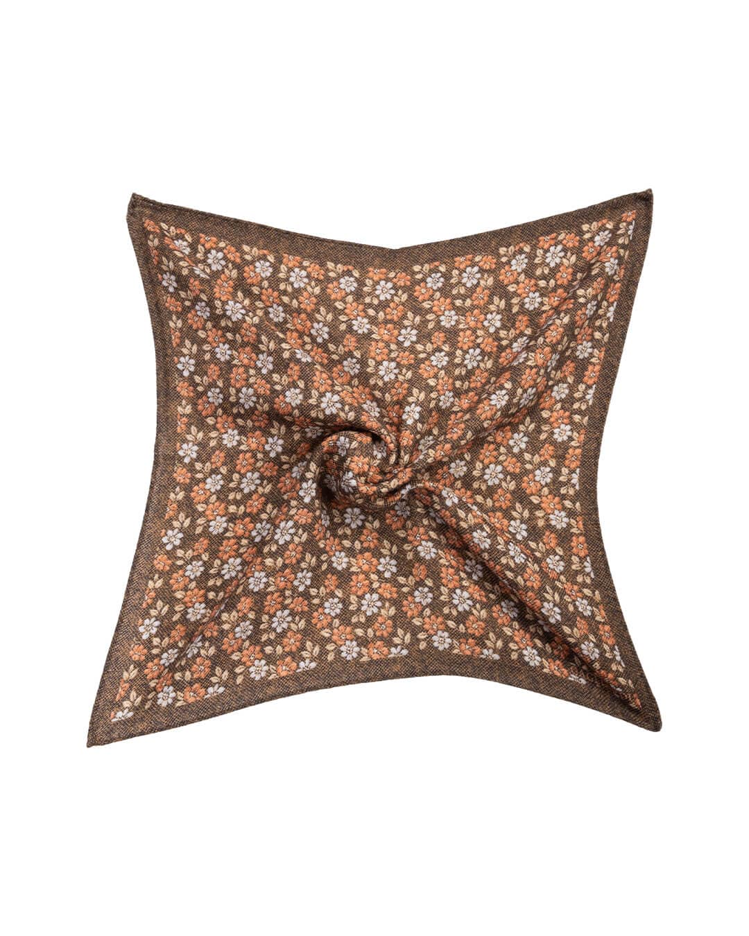 Gagliardi Pocket Squares ONE Gagliardi Brown Floral Print Italian Wool Flannel Pocket Square