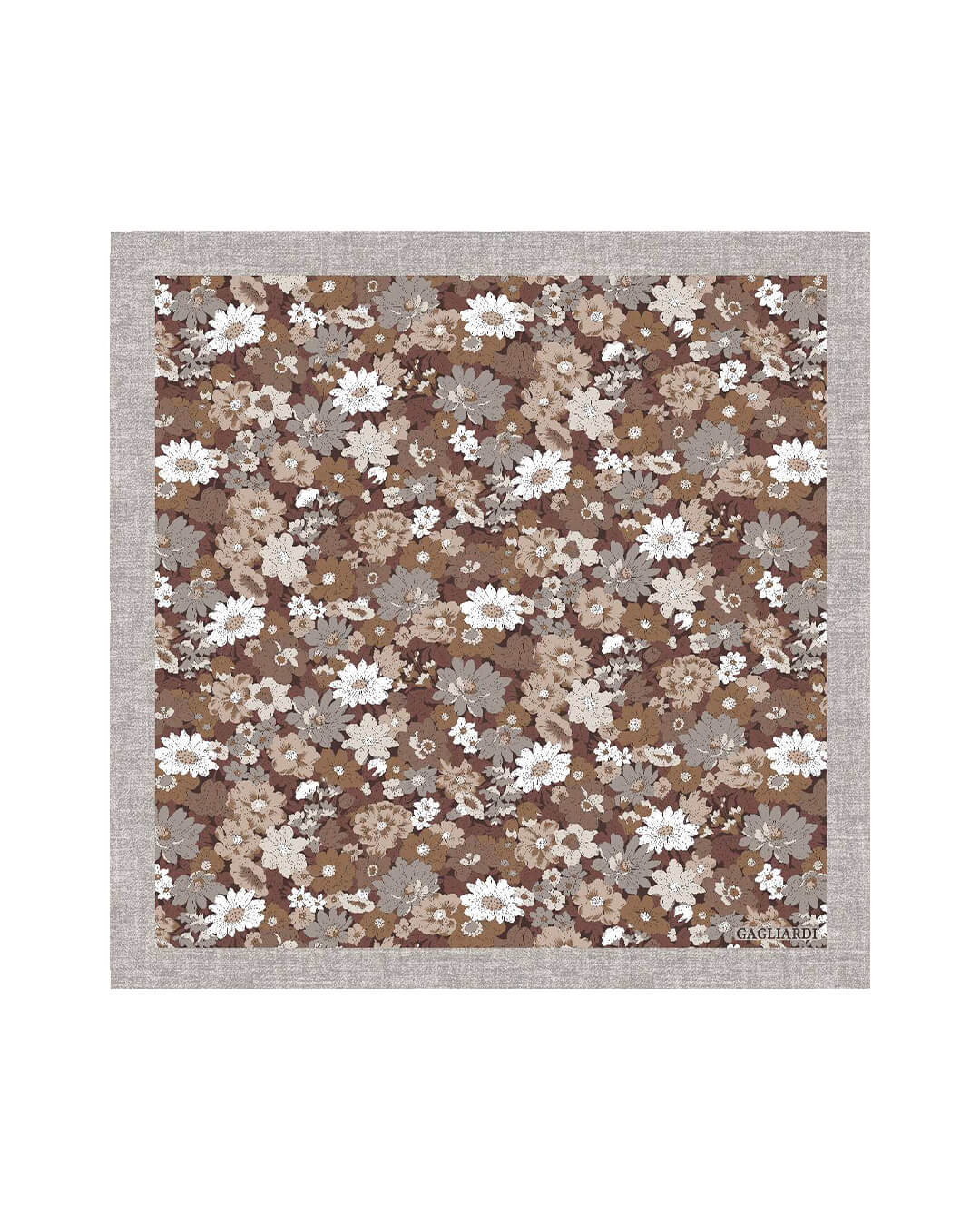 Gagliardi Pocket Squares ONE Gagliardi Brown Flower Print Italian Silk Pocket Square