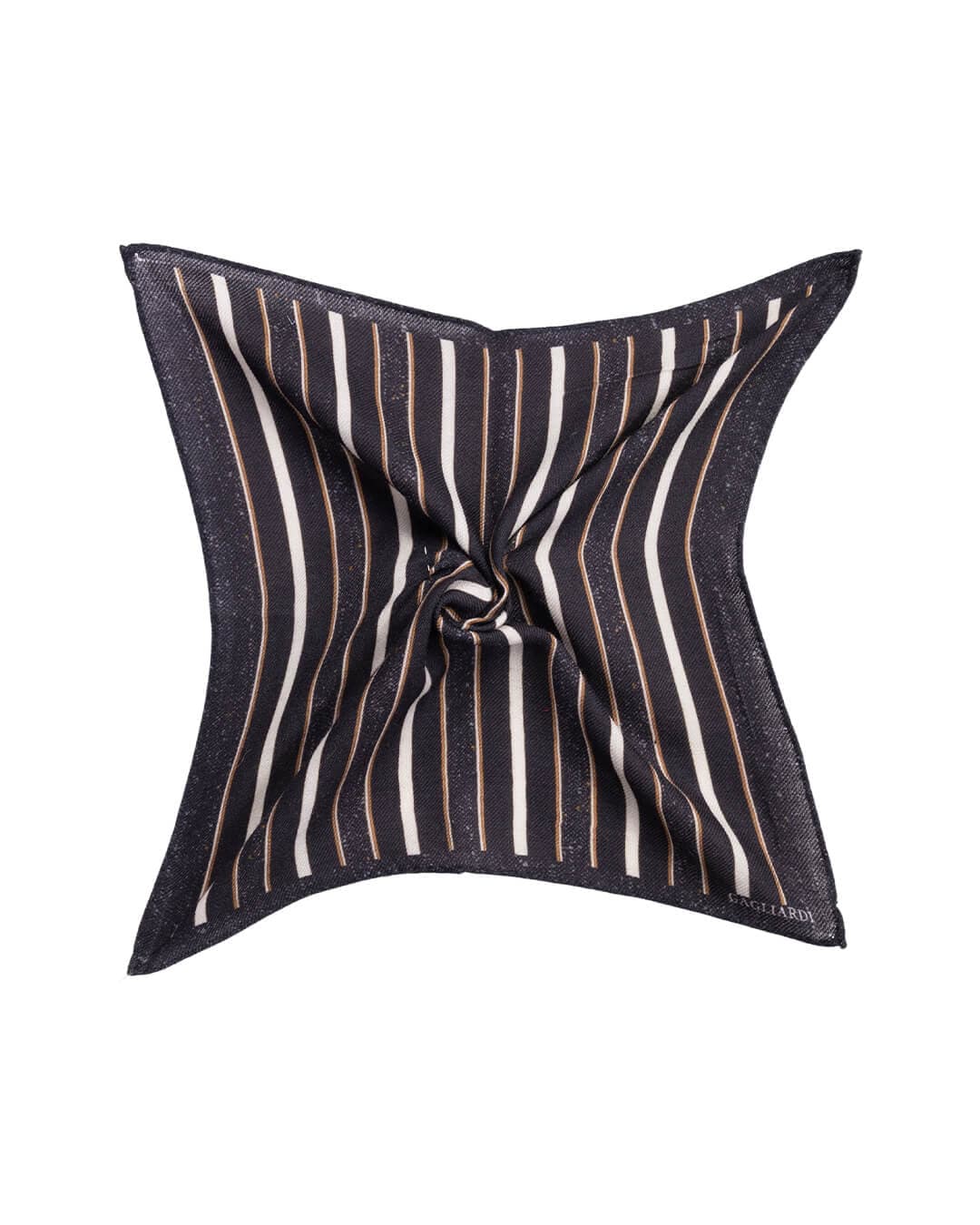 Gagliardi Pocket Squares ONE Gagliardi Brown Stripe Print Italian Wool Flannel Pocket Square