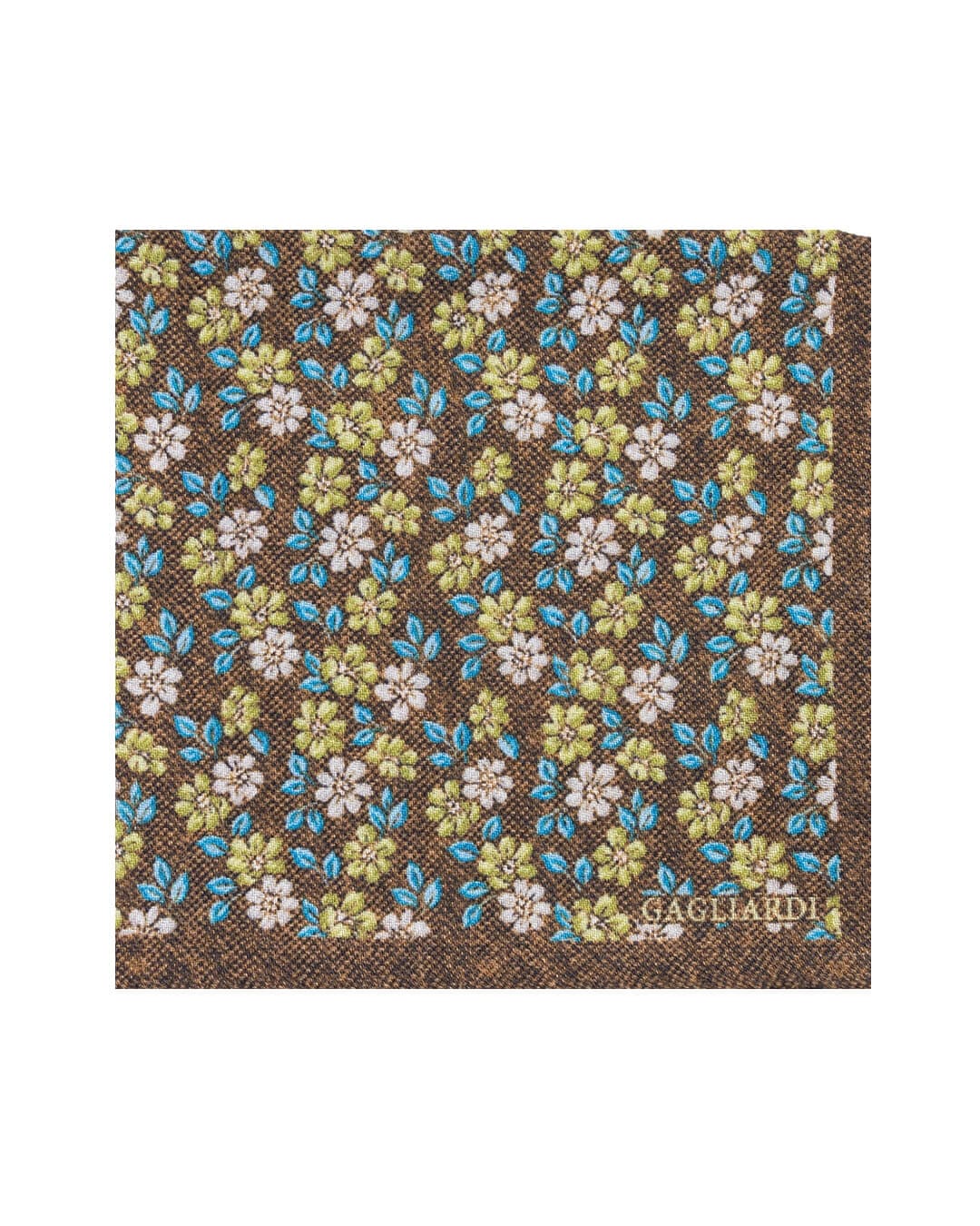 Gagliardi Pocket Squares ONE Gagliardi Green Floral Print Italian Wool Flannel Pocket Square