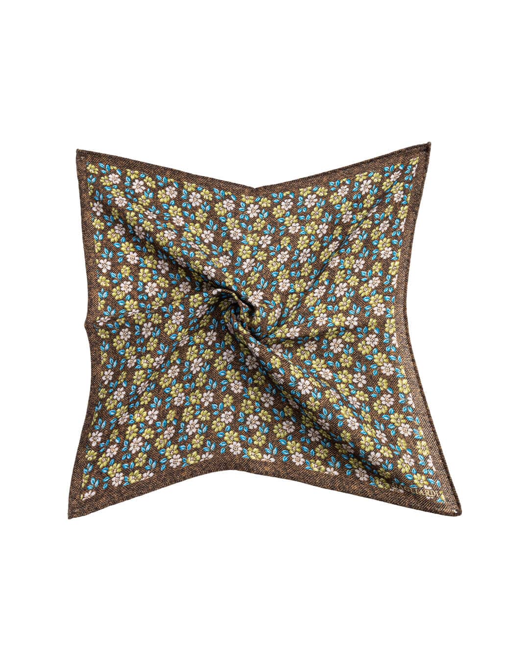 Gagliardi Pocket Squares ONE Gagliardi Green Floral Print Italian Wool Flannel Pocket Square