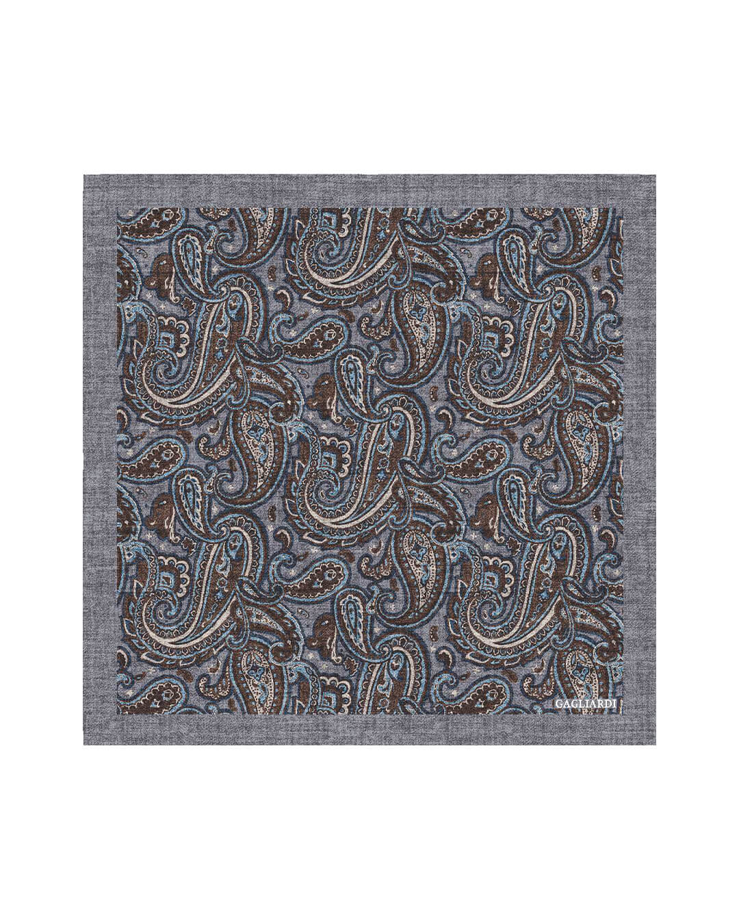 Gagliardi Pocket Squares ONE Gagliardi Grey Paisley Print Italian Silk Pocket Square