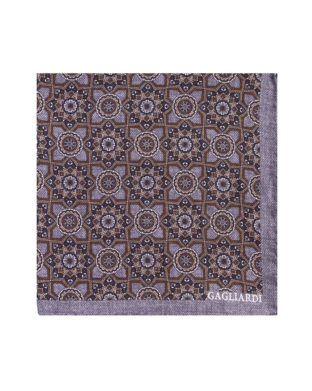 Gagliardi Pocket Squares ONE Gagliardi Grey Tile Print Italian Silk Pocket Square