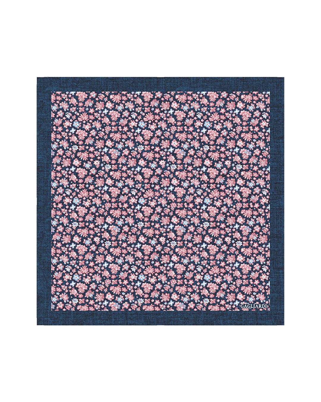 Gagliardi Pocket Squares One Size Gagliardi Navy Pocket Square Italian Silk Shappe Floral