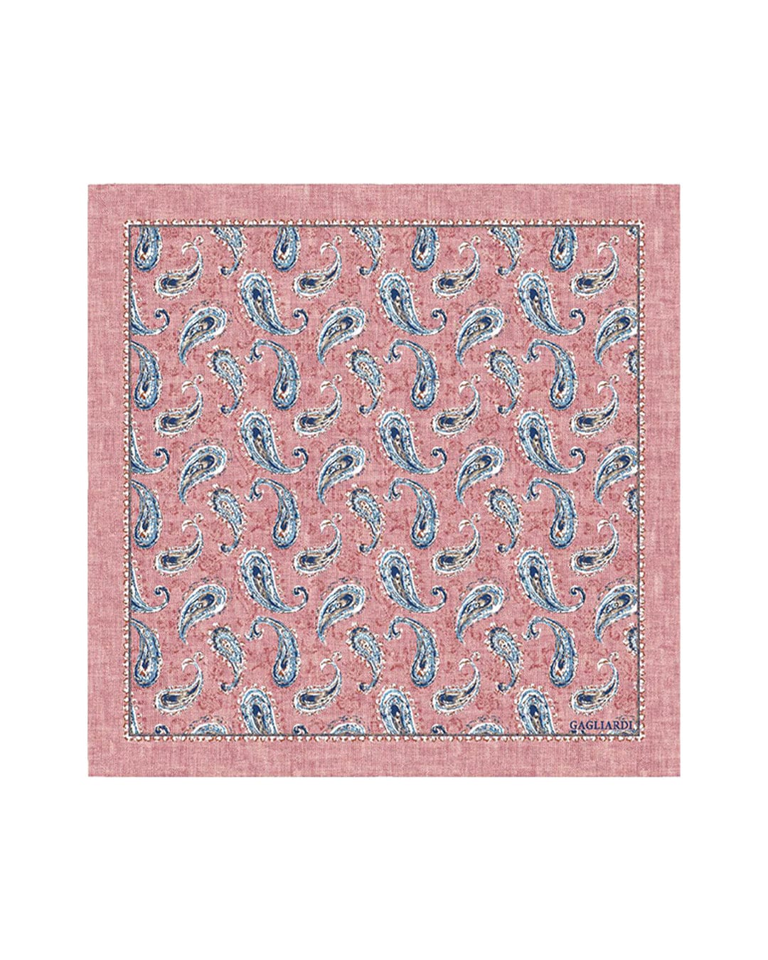 Gagliardi Pocket Squares One Size Gagliardi Pink Pocket Square Italian Linen Silk Paisley