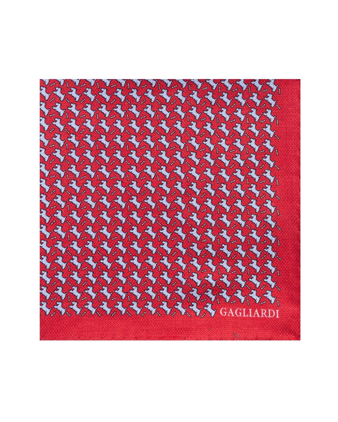 Gagliardi Pocket Squares ONE Gagliardi Red Dog and Bone Print Italian Silk Pocket Square