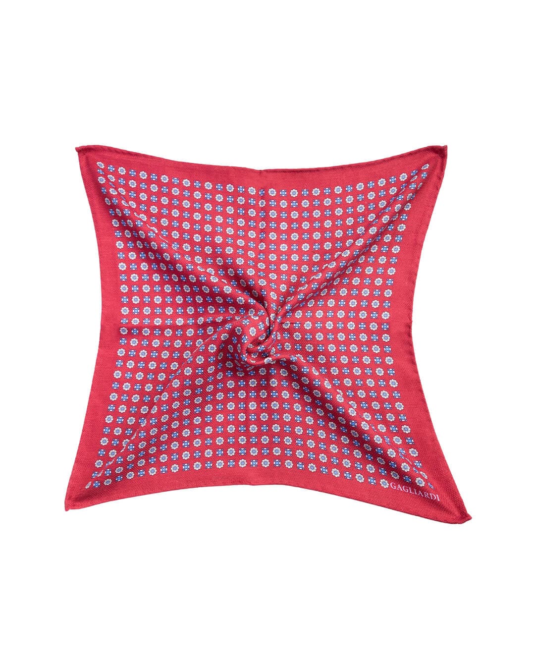 Gagliardi Pocket Squares ONE Gagliardi Red Floral Motif Print Italian Silk Pocket Square