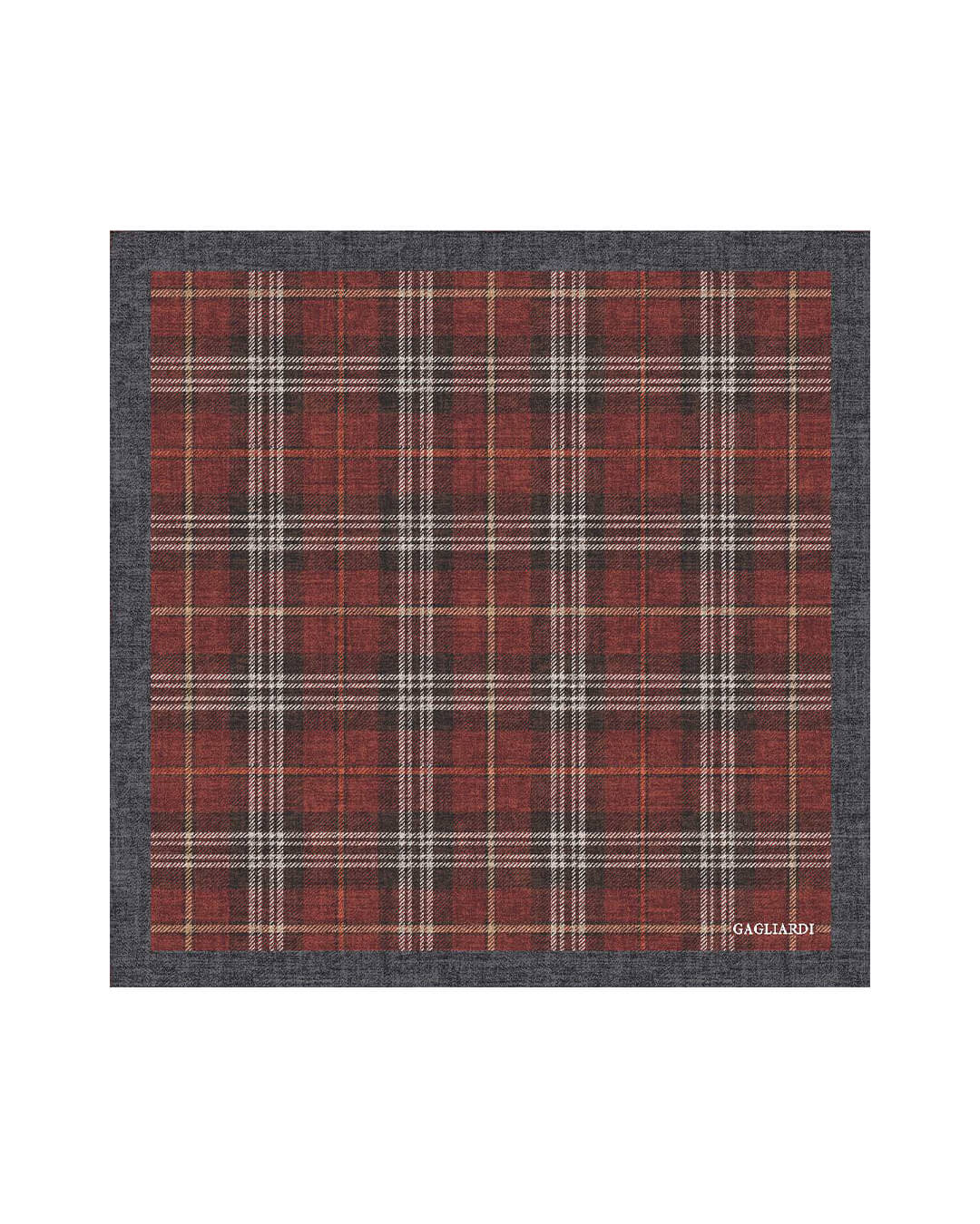 Gagliardi Pocket Squares ONE Gagliardi Rust Plaid Printed Italian Silk Pocket Square