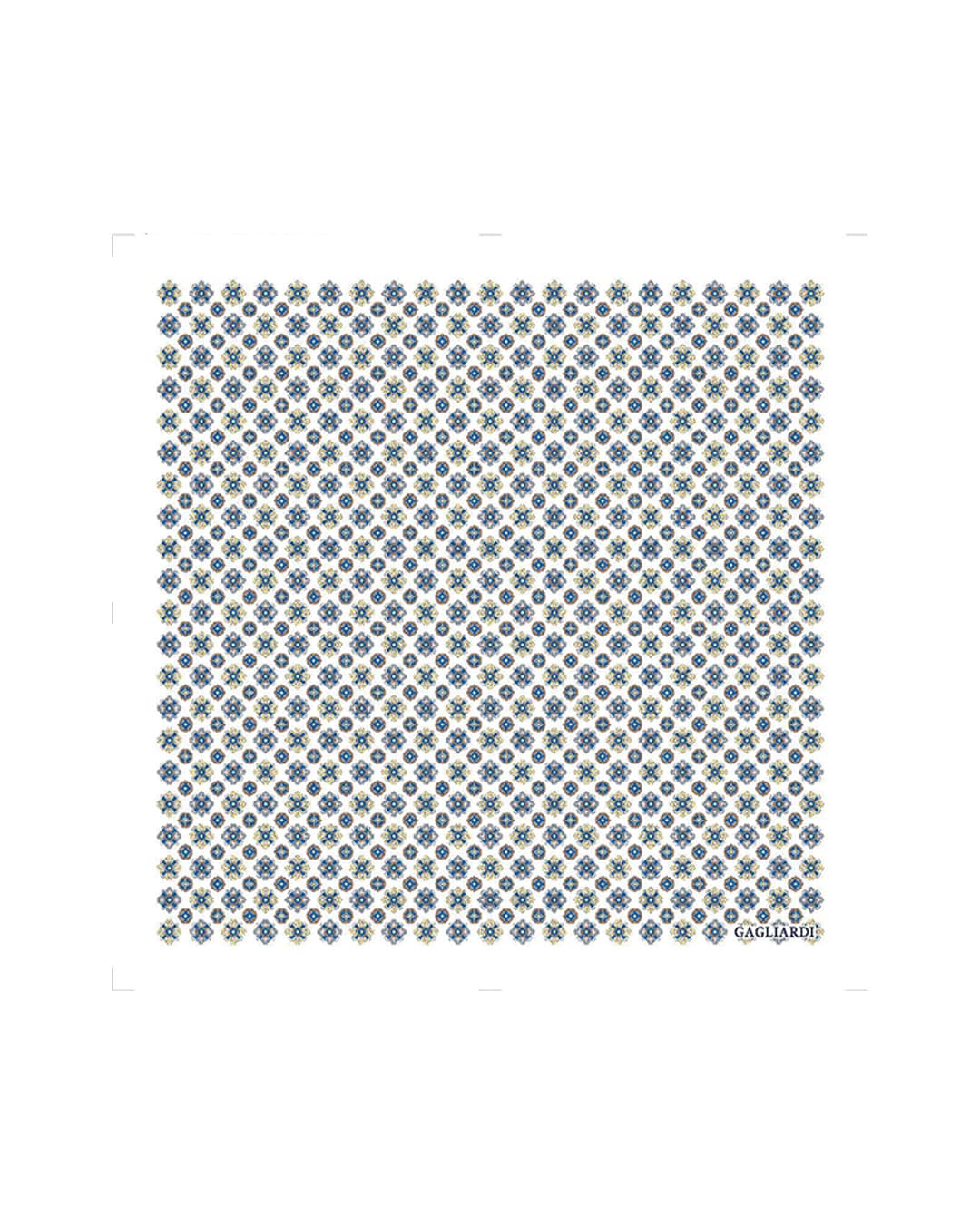 Gagliardi Pocket Squares One Size Gagliardi White Pocket Square Italian Silk Printed Medallions