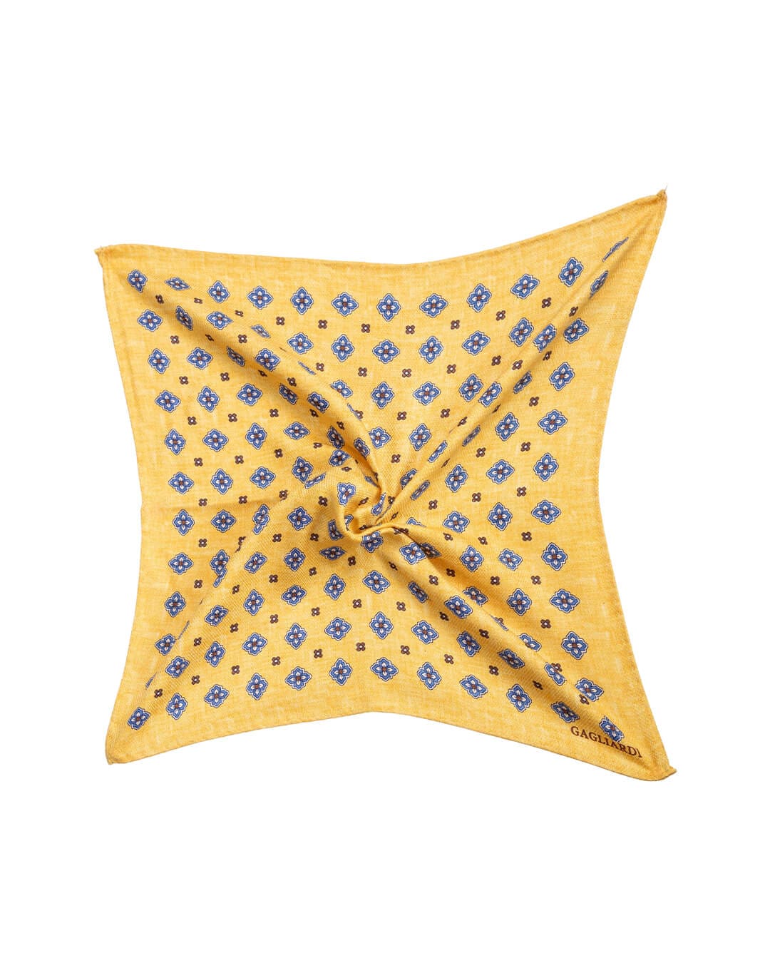 Gagliardi Pocket Squares ONE Gagliardi Yellow Motif Print Italian Silk Pocket Square