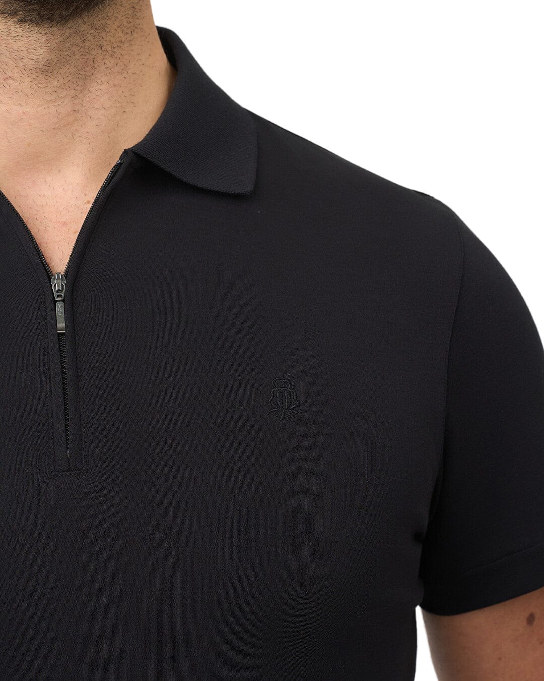 Gagliardi Polo Shirts Gagliardi Black Polo Shirt Interlock Zip Neck