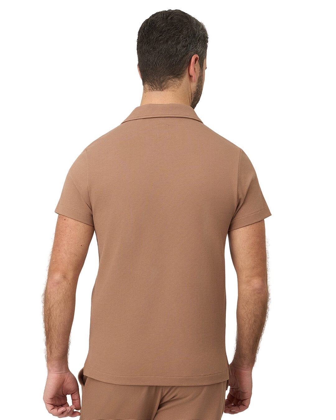 Gagliardi Polo Shirts Gagliardi Taupe Polo Shirt Resort Collar Popcorn