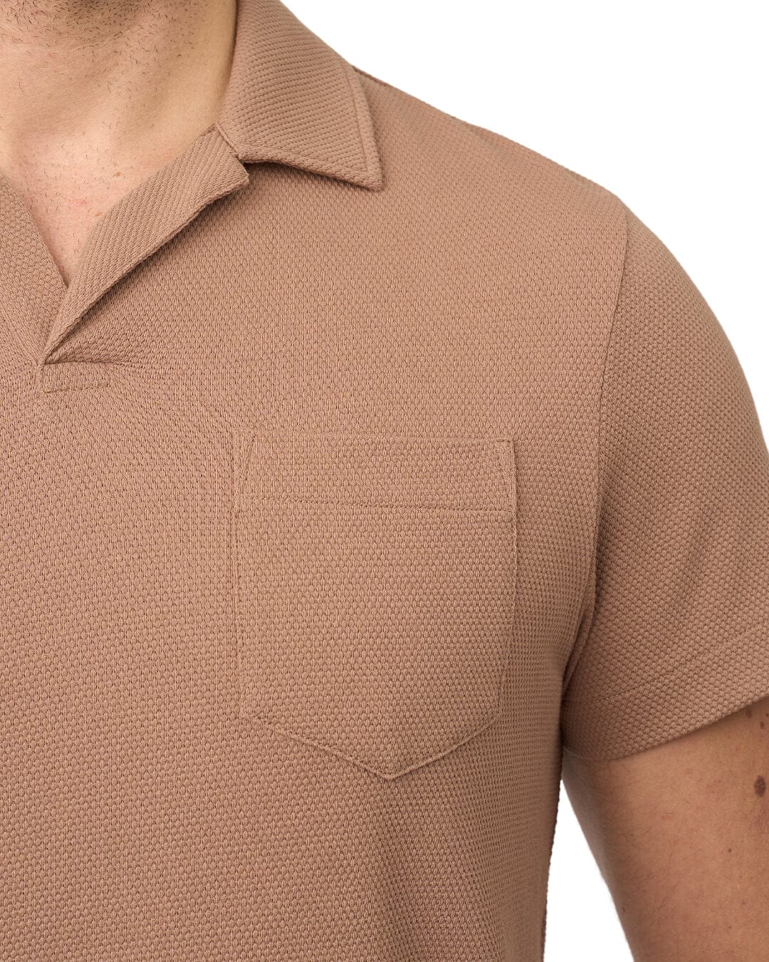 Gagliardi Polo Shirts Gagliardi Taupe Polo Shirt Resort Collar Popcorn