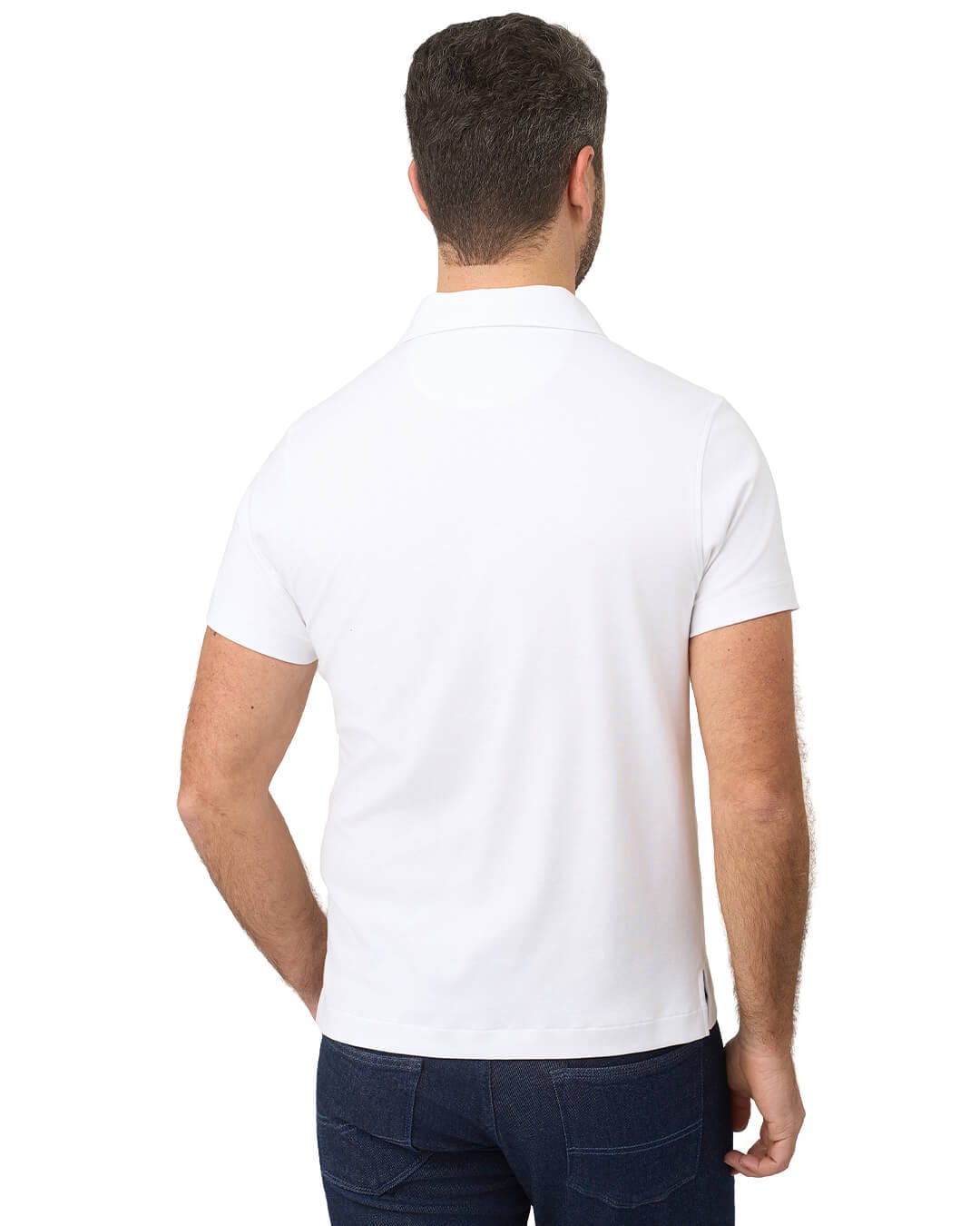 Gagliardi Polo Shirts Gagliardi White Polo Shirt Interlock Self Fabric Collar