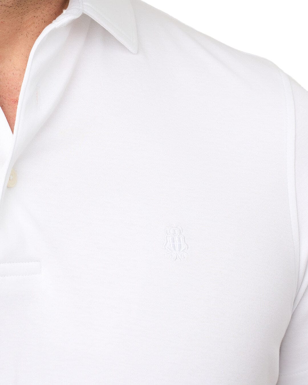 Gagliardi Polo Shirts Gagliardi White Polo Shirt Interlock Self Fabric Collar