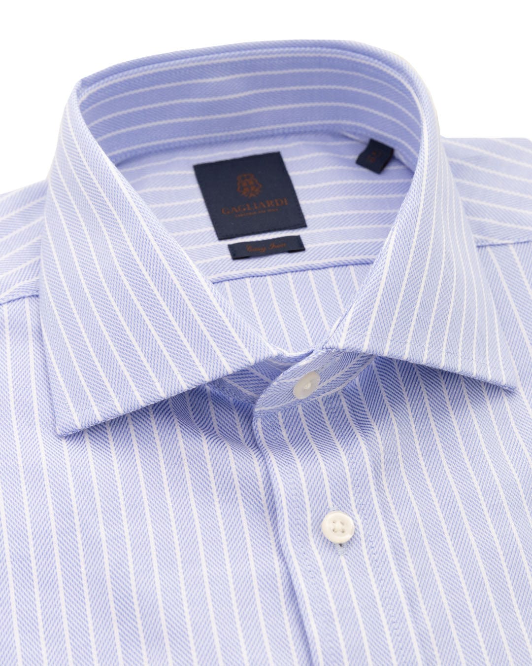 Gagliardi Shirts Gagliardi Blue Herringbone Stripe Easy-iron Shirt