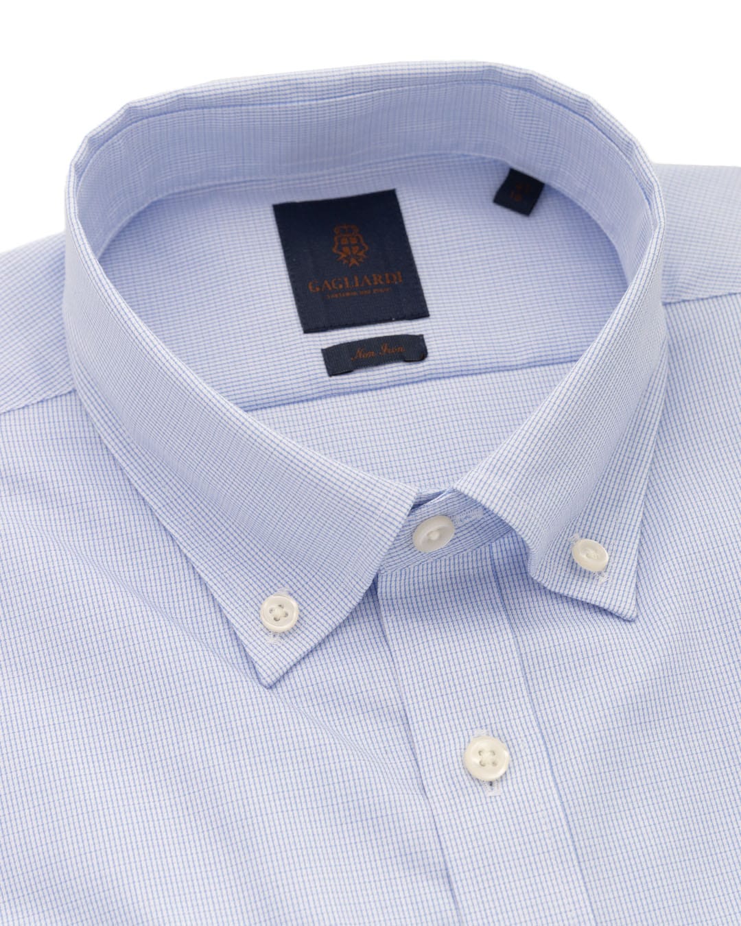 Gagliardi Shirts Gagliardi Blue Micro-check Button-down Non-iron Shirt