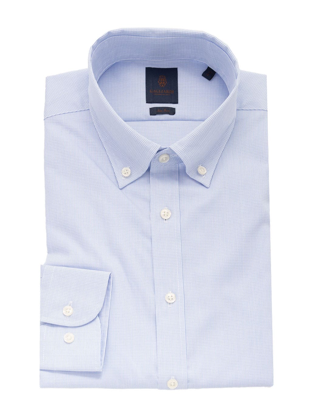 Gagliardi Shirts Gagliardi Blue Micro-check Button-down Non-iron Shirt