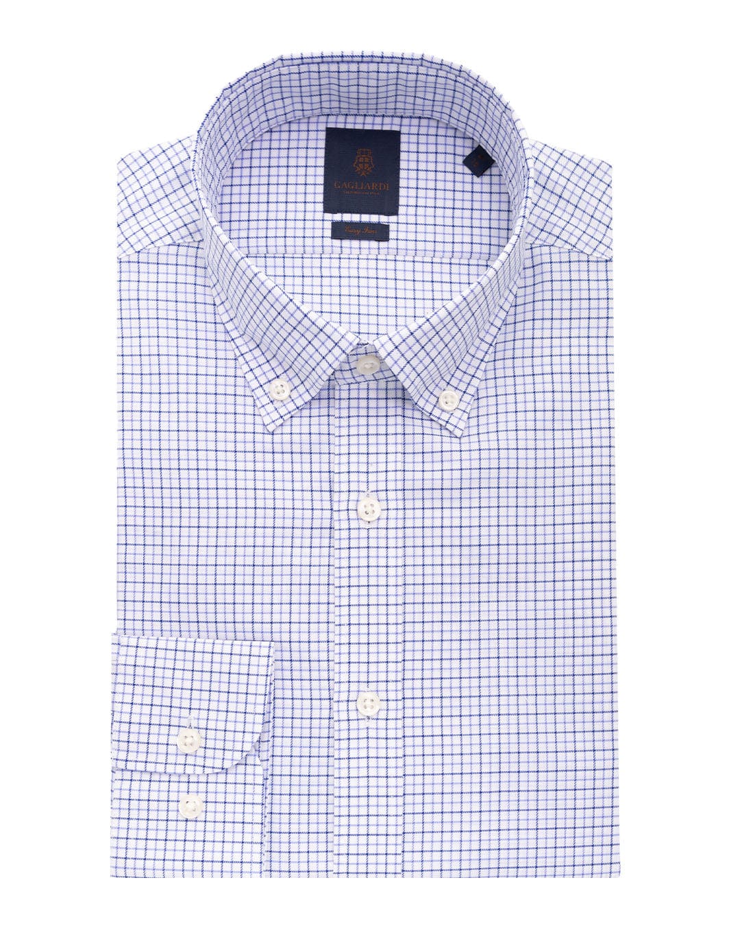 Gagliardi Shirts Gagliardi Blue Tattersall Check Button-down Easy-iron Shirt