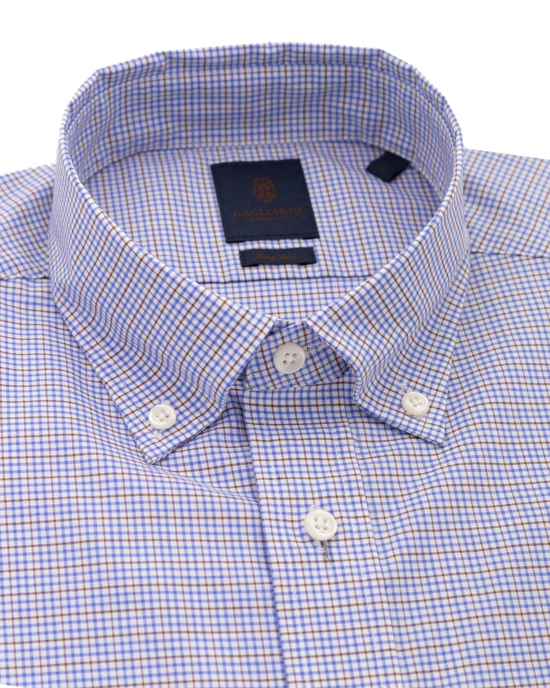 Gagliardi Shirts Gagliardi Brown Mini Graph Check Button-down Easy-iron Shirt