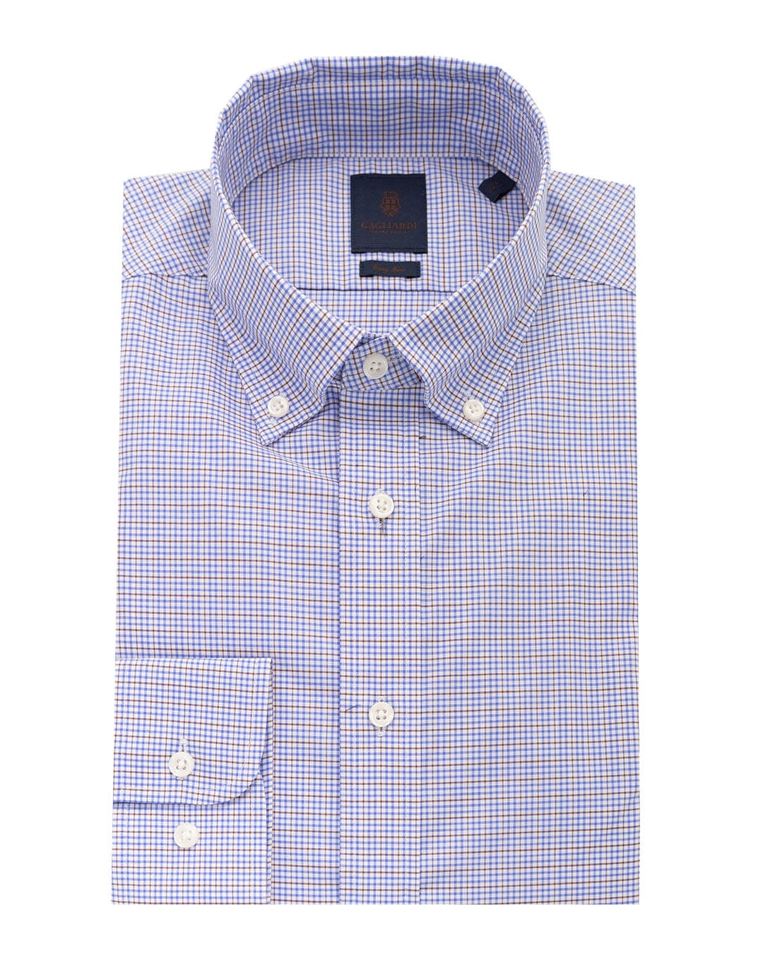 Gagliardi Shirts Gagliardi Brown Mini Graph Check Button-down Easy-iron Shirt