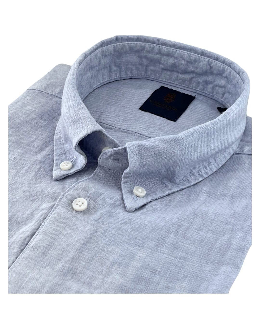 Light Blue Slim Fit Linen Button-Down Shirt