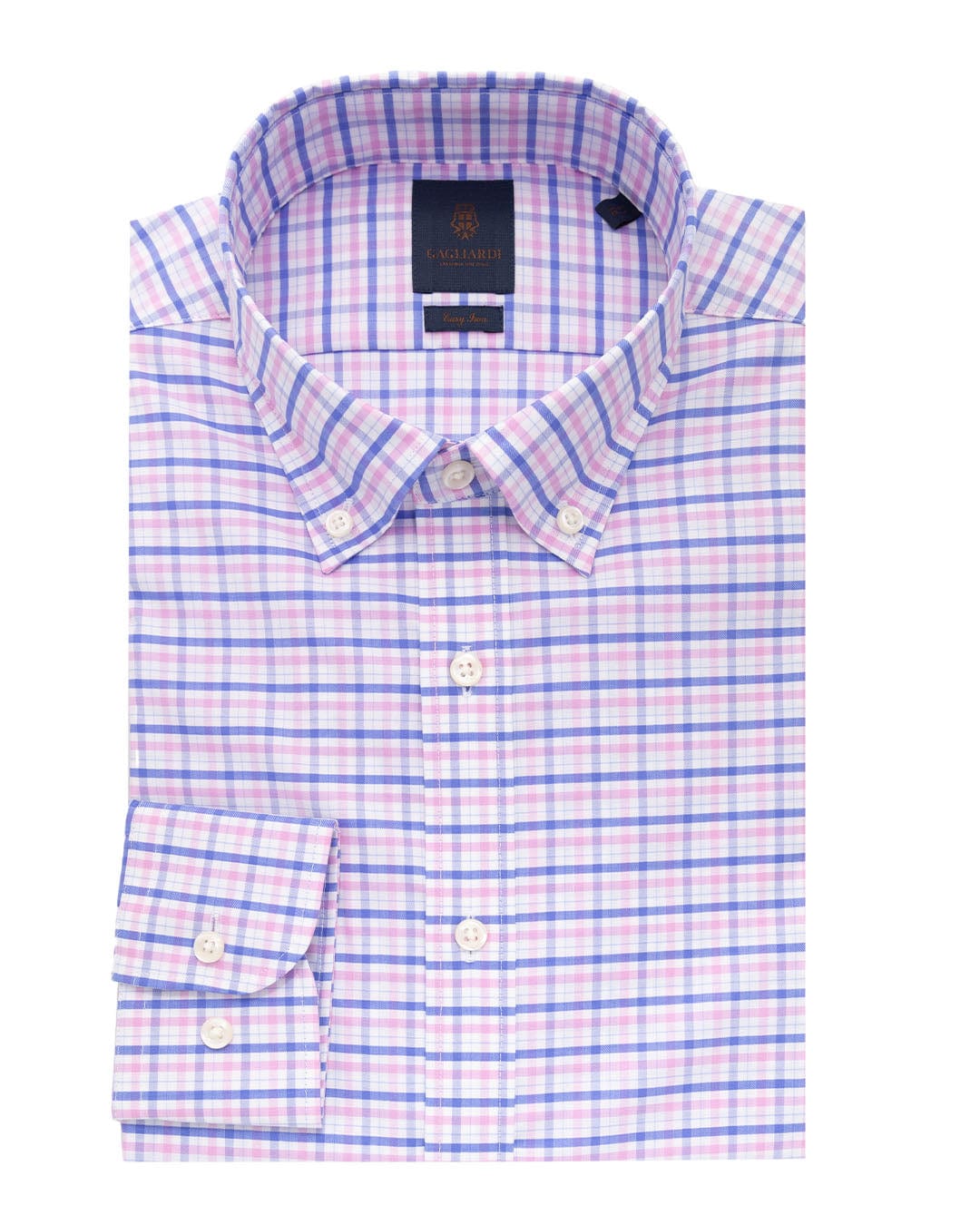 Gagliardi Shirts Gagliardi Pink Tattersall Check Button-down Easy-iron Shirt