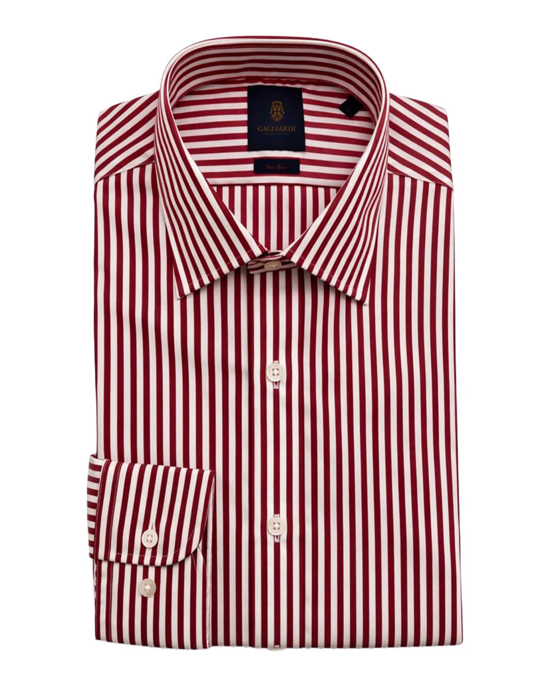 Gagliardi Shirts Gagliardi Red Shirt Non Iron Butcher Stripe