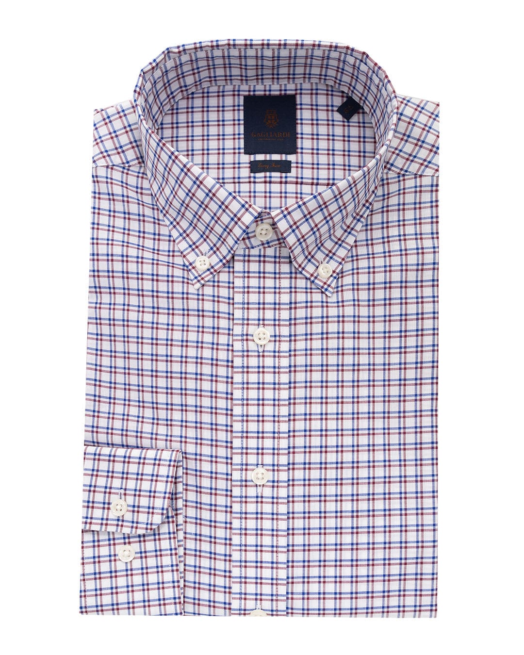 Gagliardi Shirts Gagliardi Red Tattersall Check Button-down Easy-iron Shirt