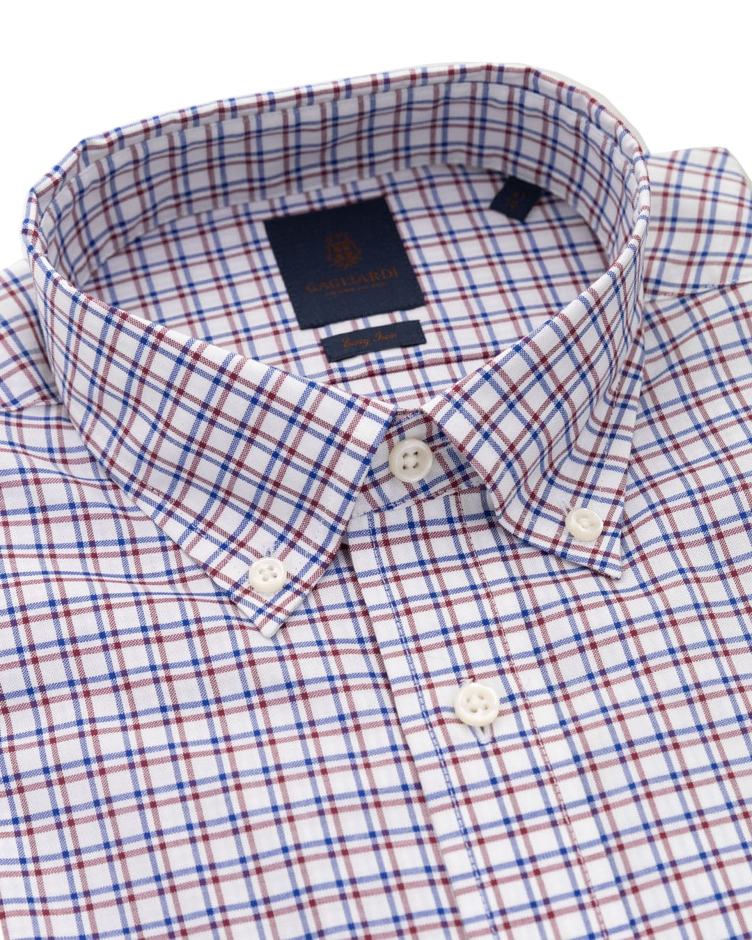 Gagliardi Shirts Gagliardi Red Tattersall Check Button-down Easy-iron Shirt