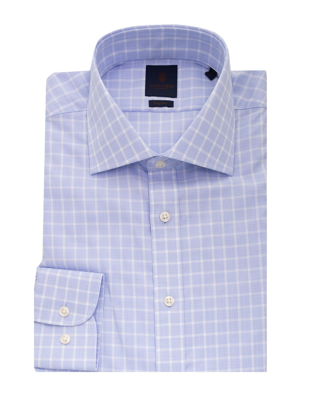 Gagliardi Shirts Gagliardi Sky Check Easy-iron Shirt