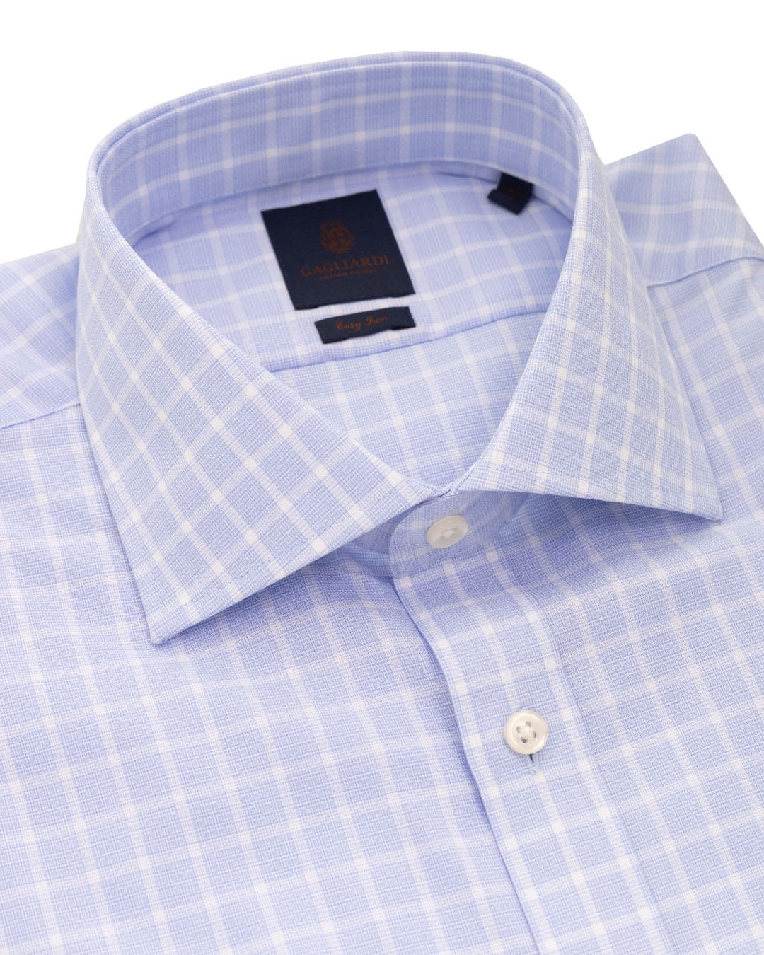 Gagliardi Shirts Gagliardi Sky Check Easy-iron Shirt