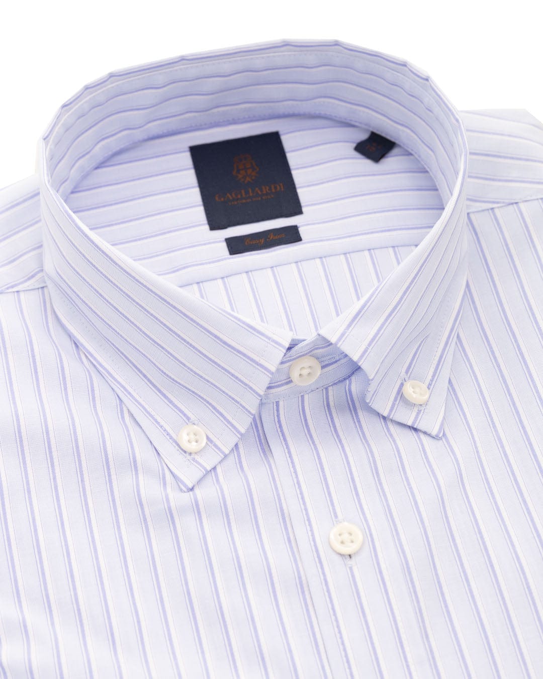 Gagliardi Shirts Gagliardi Sky End-on-End Stripe Button-down Easy-iron Shirt